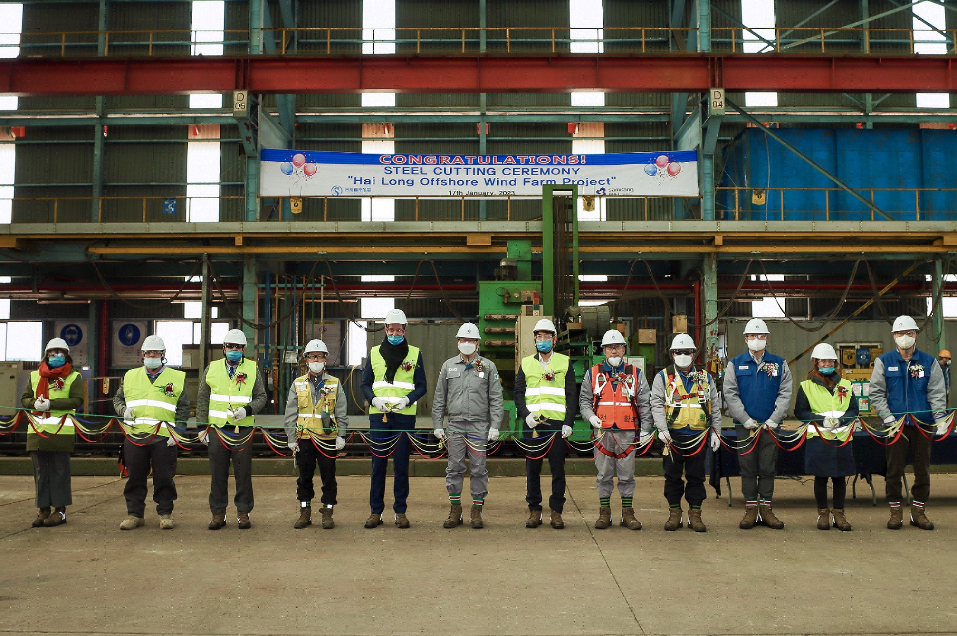 Hai Long Project Conducts 1st Cut of Steel for Foundations Fabrication at Samkang’s Sub-assembly Shop in Korea