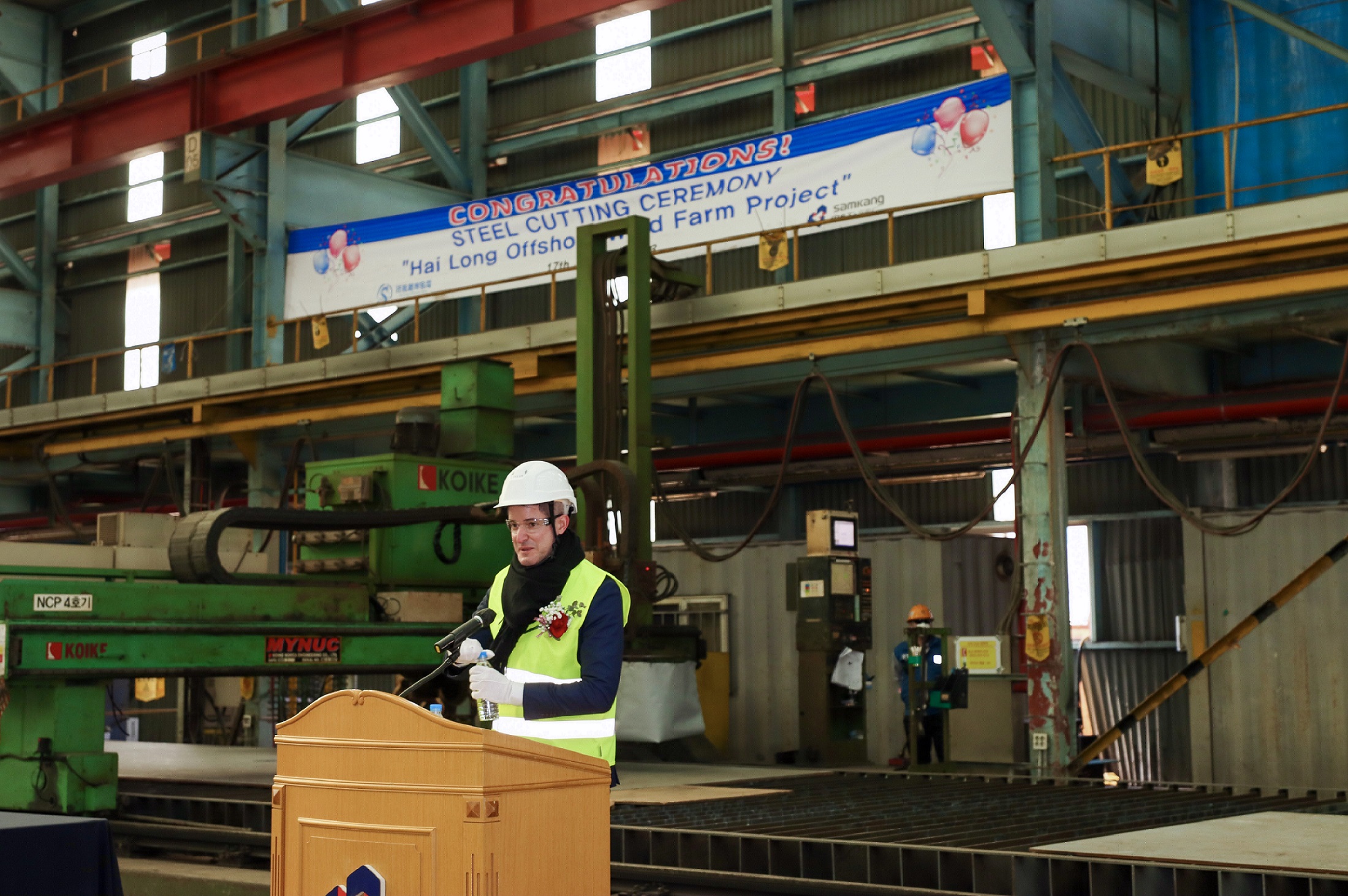 Hai Long Project Conducts 1st Cut of Steel for Foundations Fabrication at Samkang’s Sub-assembly Shop in Korea