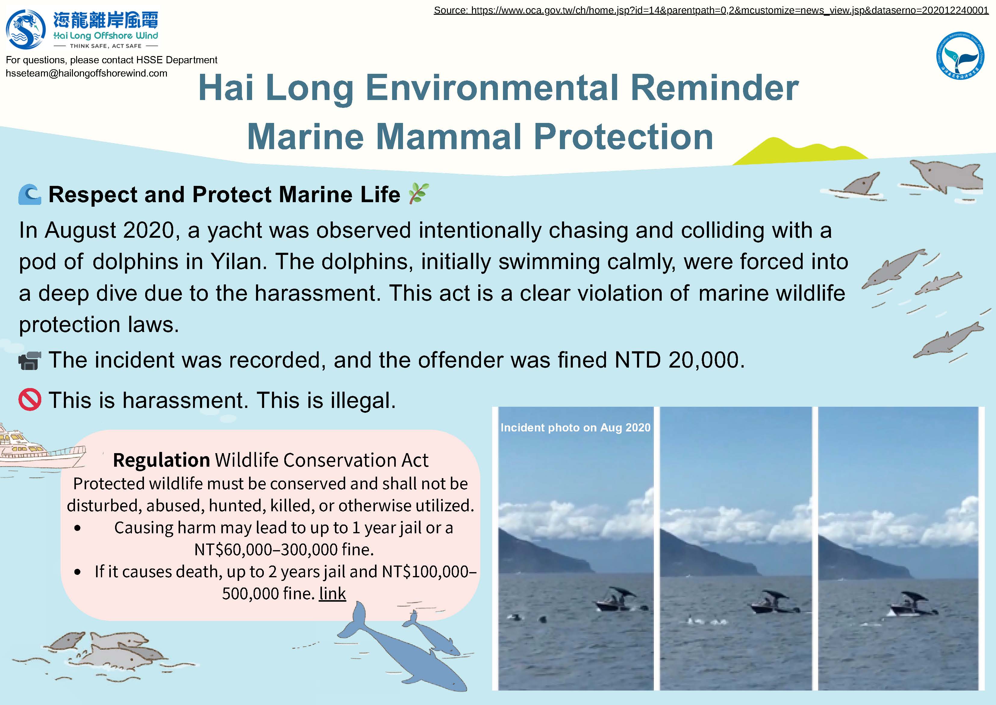 Hilong Inviromental Reminder Marine Mammal Protection